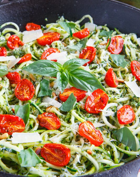 Healthy Bites Recipe: Pesto Zucchini Noodles & Grilled Chicken